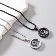 1pc Creative Women Symbol Pendant Necklace, Stainless Steel Chain Accessory, Casual Fashion Jewelry Suitable For Daily, Office, Shopping, Travel And Other Occasions, Rotating Design