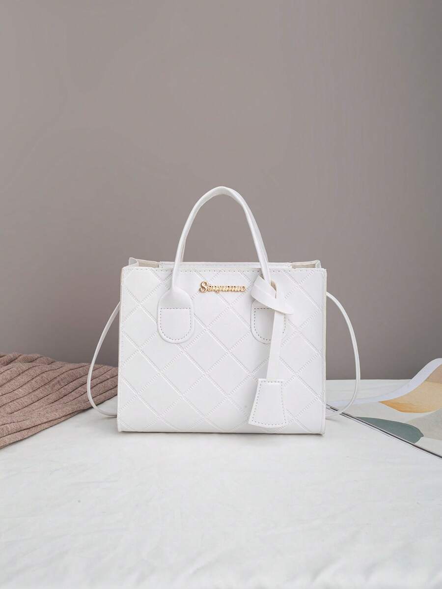 New Small Square Bag, Lychee Handbag, Cross-Body Bag For Women, Women's Bag, Light Blue Bag - White - View 1