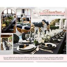 6/10/16 Pack Black 60x102 Inch Tablecloths For 6FT Rectangular Tables, Durable Stain & Wrinkle Resistant Polyester Covers For Events, Banquet, Party - 黑色 - 查看 5