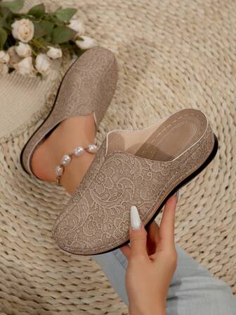 1 Pair Fashionable Comfortable Versatile Slip-On Backless Mule Shoes, Suitable For Spring, Autumn, Summer Wear, Black, Beige Ladies Platform & Wedge Sandals