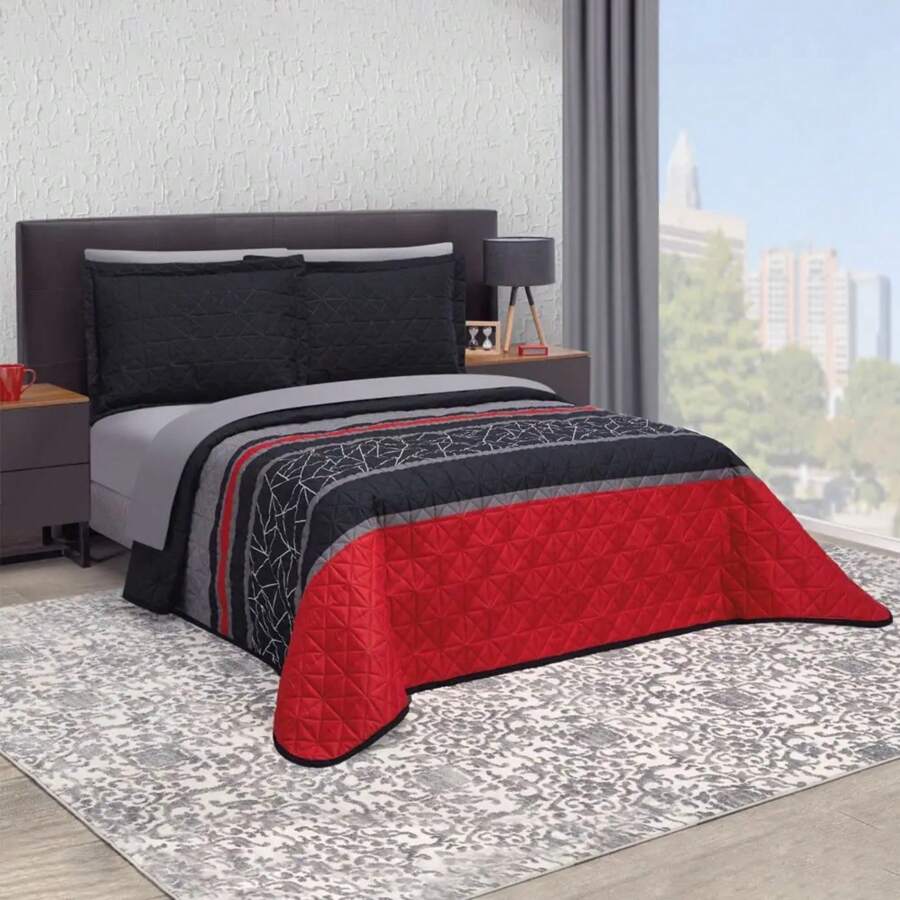 Pinsonic Lightweight Duvet: Freshness And Style For Your Home With Double View - Beautty Home - 黑色和紅色 - 查看 1