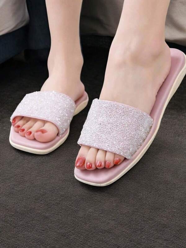 Sandalias planas con brillos, sandalias para mujeres, sandalia plana para dama.