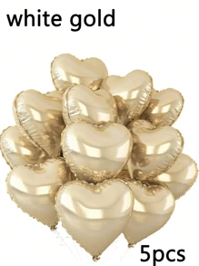 5/10pcs Aluminum Foil Love Balloons, 18 Inch Polyester Film Balloons, Heart-Shaped Balloons, Valentine's Day Decoration Balloons, Suitable For Valentine's Day Proposals, Weddings, Parties, And Weddings (Silver, Black, Pink, White Gold, Colorful Transparent, Purple)