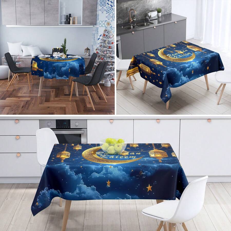 1PC, Festival Tablecloth Round Rectangular Size Tablecloth Waterproof Tablecloth, Suitable For Kitchen Parties Multi Size Dining Tables