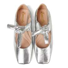 Ballet Flats For Women Square Toe Leather Bow Mary Janes Comfortable Casual Office Walk Dress Shoes