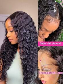 180% 密度优雅卷曲波浪蕾丝前假发 13x4 巴西处女真人发深卷曲蕾丝前假发透明预拔透明蕾丝深波浪款式 28 英寸 女士