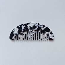 1pc Customizable Vintage Marble Print Geometric Acetate Pocket Comb, Portable Mini Wide-Tooth Hair Brush - Multicolor - View 8