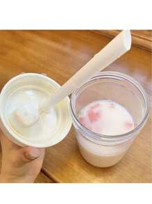 1 个大号吸管杯：透明塑料水瓶，适用于果汁、牛奶和直接饮用 - 彩色 - 查看 3