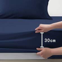 Luxurious And Breathable Bedding Set Includes 1 Durable Duvet Cover, 1 Soft Fitted Sheet And 1/2 Pillowcases - Ultra-Soft Cotton That Is Wrinkle-Resistant, Hypoallergenic And Easy To Care For. - Xanh đậm - Xem 4