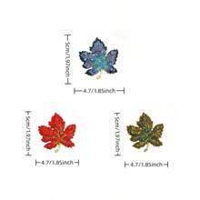 1pc Maple Leaf Alloy Brooches - Ombre Blue/Red/Green Rhinestones On Golden Plated Base, Women's Autumn-Inspired Accessory Set