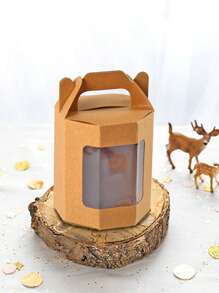 10 pièces/5 pièces/1 pièce Boîte-cadeau d'exposition en papier kraft transparent octogonal avec poignée, jolie boîte d'exposition de fenêtre pliante pour fleurs/figurines, boîte-cadeau transparente pour bijoux, boîte-cadeau pour cosmétiques, convient pour les anniversaires, la fête des mères, les mariages d'été, la fête des pères, les remises de diplômes et les fêtes quotidiennes et de vacances