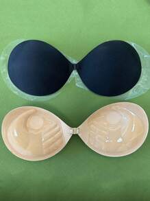 Invisible Strapless Sticky Silicone Bra Cups, Thick 3CM Gather & Lift Push Up Bra Pads For Small Bust, Hidden Bra Cups For Dresses & Gowns - Black - View 4