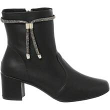 Bota Bico quadrado salto confort fashion Strass bota branca botas feminina elegante - Preto - Visão 6
