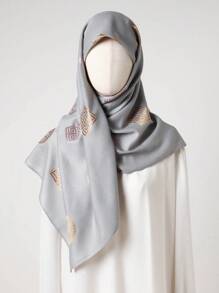 1pc Women Minimalist Paisley Pattern Metallic Wire Headscarf, Fashionable Versatile Bandana Square Scarf For Daily Wear - Multicolor - View 11