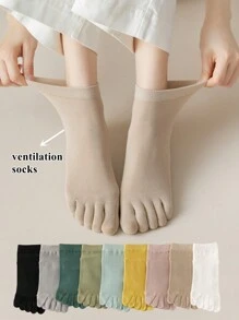 1/3 双春夏女士袜子。透气分趾袜，糖果色女士分趾袜，秋季 - 彩色 - 查看 2