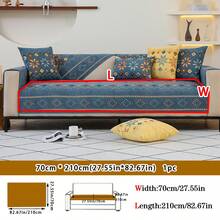 1pc Bohemian Style All Season Anti-Slip Sofa Cover, Fashionable Chenille Pet & Scratch Proof Sofa Protector, Spring/Autumn Pet Friendly Sofa Slipcover Fit For L-Shaped And 1/2/3/4-Seat Sofa (Sold Individually) - Blue - View 16