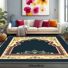 [Crystal Velvet 700g/㎡ Point-Printed Bottom, 5mm Thick] 1pc Bohemian Style Solid Color Area Rug, Soft Non-Slip Washable Carpet Suitable For Living Room, Bedroom, Kitchen, Office, Home Decor, Large Classroom Rug, Geometric Washable Rug