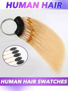Conjunto de 30 piezas de muestrario de color de cabello humano real para probar tintes, peinados y presentación de pelucas en salón. Incluye mechones de colores natural negro #4, marrón #30, marrón claro #27, rubio #613, blanco, gris oscuro y multicolor. Teñible, rizable, cabello humano real. - Multicolor - Ver 7