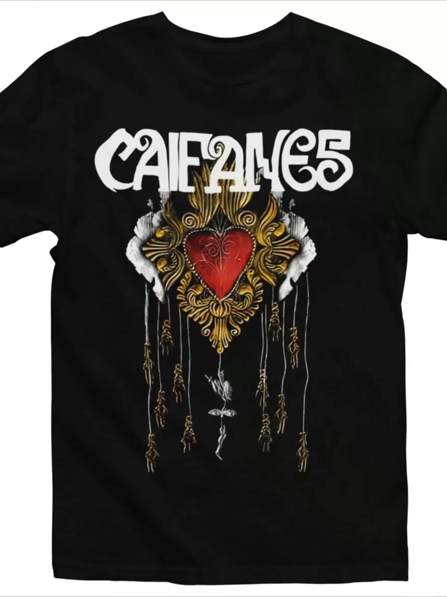 Camiseta digital estampada 100% algodón 220g 1Pcs para hombre con corazón rojo de Caifanes - Negro - Ver 1