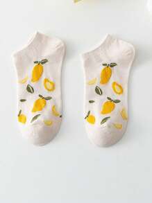 6 Pairs/Pack For Ladies, Cute And Sweet Japanese Style Bunny Mango Lemon Low-Top Shallow Socks, Student Girl Style Socks - Multicolor - View 10