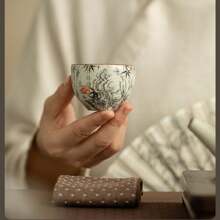 1 件汝窑墨竹裂釉茶杯，陶瓷茶具茶杯，主人和客人用，容量 60 毫升，功夫茶 - 彩色 - 查看 6