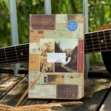 Kreatywny notatnik w stylu europejskim w stylu vintage, twarda okładka z paskiem do zakładek, bogate strony wewnętrzne z unikalnymi ilustracjami krajobrazów, retro dziennik rysunkowy dla uczniów, biuro, impreza, prezenty