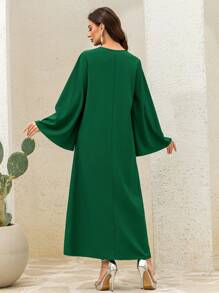 Damen Retro Lässig Kleid, Frühlings- und Sommerkleidung für Frauen handgefertigt mit großen Blumen, elegante weite Ärmel geeignet für Frühlingskleider in luftiger Passform