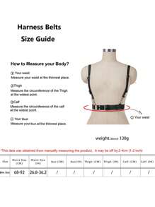 1件装时尚可调节哥特式女士腰带，性感塑形配饰，适合日常休闲装扮 - 黑色 - 查看 7