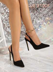 Elegant Pointed Toe 12cm Thin High Heel Lace-Up Women's Shoes, Minimalist Design Diagonal Strap Sandals, White High Heels, Suitable For Spring And Autumn - Black - View 1