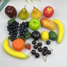 Paquete de 20 piezas de fruta artificial, frutas falsas para decoración del hogar, set de fruta simulada, decoración para fiesta festiva, modelos de frutas para toma de fotos, fresas, mangos y plátanos falsos