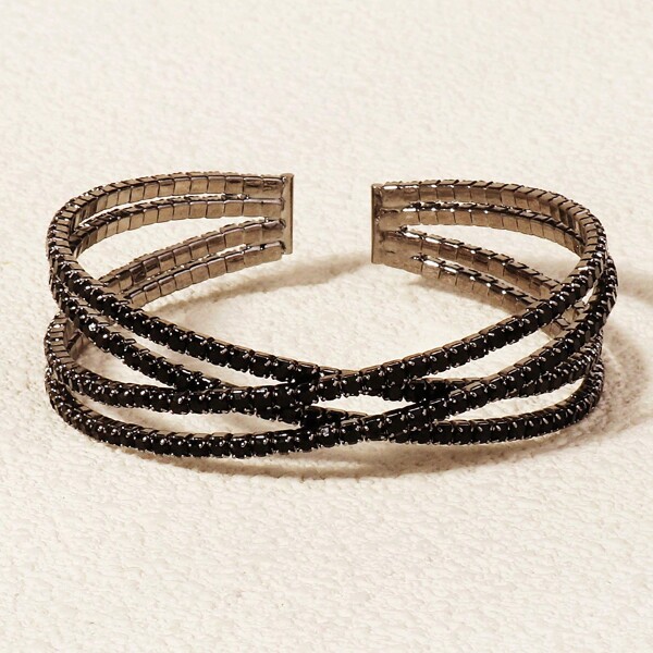 1 Peça Pulseira de Mulher Moda Minimalista Multicamadas com Strass em Estilo Cruzado, Adequada para Uso Diário