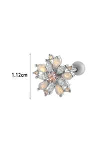 Toppiercing 1pc Fashionable Minimalist Copper Zirconia Star Moon Flower Screw Thread Titanium Steel Cartilage Earring, Ear Bone Piercing Jewelry