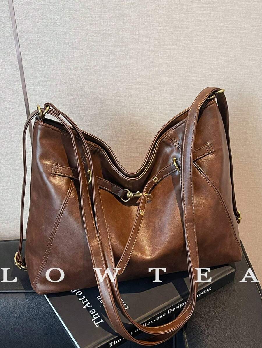 low tea 1 szt. Niska herbata Jednolity kolor PU Skórzana torba typu tote dla kobiet, swobodna moda Duża pojemność torba na ramię z podwójnymi uchwytami i zamknięciem na zamek błyskawiczny, odpowiednia do podróży, zakupów, randek, prezentów dla kobiet, odpowiednia dla nastolatków, studentek, początkujących i białych kołnierzyków, idealna do biura, kampusu, pracy, biznesu, dojazdów, na zewnątrz, podróży, pikniku