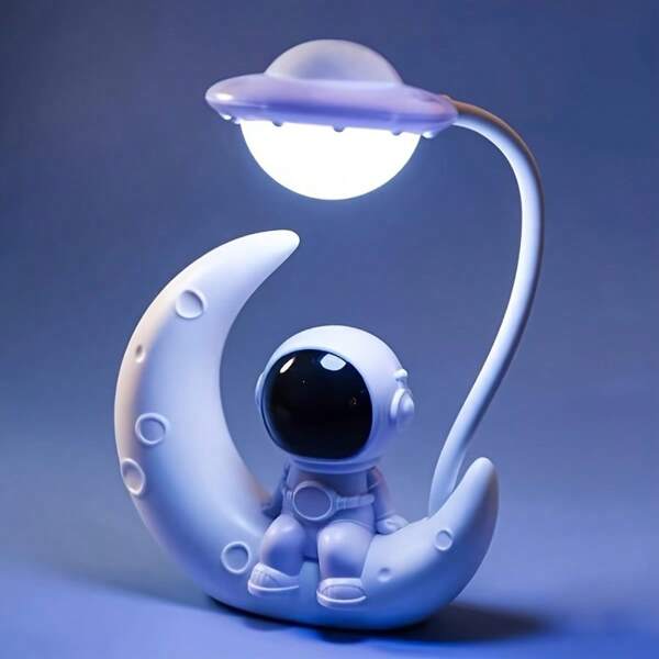 1pc Creative Moon Astronaut Night Light, LED Small Table Lamp, Suitable For Bedroom, Bedside, Dining Room, Festivals, Gifts, USB Powered