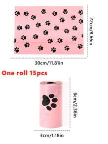 Available In 2 Sizes: 5 Rolls/75pcs And 10 Rolls/150pcs, Polyethylene Pet Poop Bags, Leakproof Dog Waste Bags Refill, With Paw Print Pattern, Suitable For Outdoor Walking And Animal Waste Disposal, Pet Cleaning Supplies