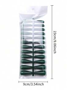 120-Pcs Classic Solid Coffin Shape Press On Nails Set Elegant Green , Full Coverage, Easy Application - Perfect For Daily Style I Ncludes 5sheet Adhestive Tabs 5pcs Mini File