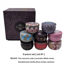 4pcs/Set Scented Candles, Variety Of Fragrances Include Vanilla, Jasmine, White Musk, Rose, Sandalwood, Black Cherry, Lemongrass, Suitable For Wedding, Birthday, Festivals, Home, Hotel Decoration, Creative Gift Box For Friends & Family, Retro Pattern Design, Soy Wax