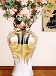 1 pieza Jarrón cerámico moderno blanco y dorado, jarrones decorativos altos y pequeños para sala de estar, centro de mesa, decoración del hogar, regalo, elegantes jarrones de piso y de mesa para boda, Navidad, Acción de Gracias, decoración de habitación del Día de San Valentín