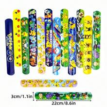 pokemon Pokemon Cartoon Slap Bracelets, 12 Unique Designs, Fun Party Favors And Festival Decorations, Perfect For Birthday Parties, Events, And Celebrations, Colorful Slap Wristbands With Cute Patterns, Ideal For All Ages