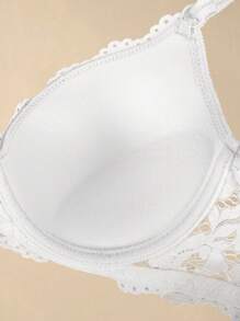Damen Weiße Spitze Push-up Dessous-BH, Sexy Lift Rücken Dessous-BH mit verstellbaren Trägern, nahtloser Braut-Dessous-BH