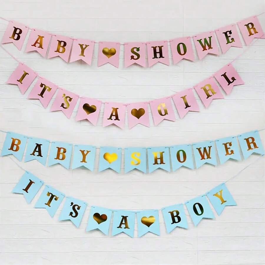 1 Set Baby Shower "It's A Girl" Letter Garland, BABY SHOWER Baptism Children's Birthday Party Decorative Banner - Multicolor - View 1