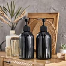 LEAPAIR 1/2 peças Dispenser de Sabonete Recarregável de 500ml com Bomba de Plástico, Dispenser de Bomba de Bambu, Suporte para Garrafa, para Shampoo, Condicionador, Loção, Sabonete Líquido para Banheiro e Chuveiro, Garrafa de Linha de Loção, Garrafa de Limpeza, Decoração de Casa e Móveis, Decoração de Banheiro, Decoração de Outono, De Volta às Aulas