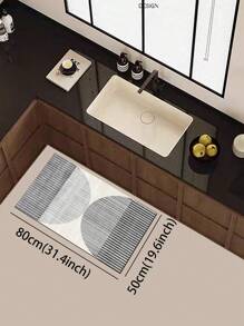 1 件创意条纹半圆形图案硅胶厨房地垫，轻质奢华简约风格，缓冲抗疲劳，吸水防滑厨房地毯，适用于厨房、浴室、入口、洗衣房 - 彩色 - 查看 17