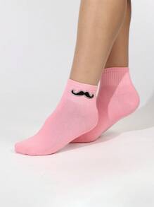 1 Pair Women Pattern Rhinestone Press Heat Transfer Sweat-Absorbent Minimalist Elegant Socks, Suitable For Daily Indoor/Outdoor Sports & Leisure - Multicolor - View 3