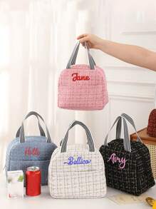 1pc Personalized Lunch Bag, Insulated Thermal Lunchbox Bag With Large Capacity, Portable Handbag Cooler Bag For Picnic, Outdoor, Travel, Kitchen, Students, Office Workers, Suitable As Gift For Family, Friends, Boyfriend/Girlfriend, Christmas, Valentine's Day, Birthday - Multicolor - View 2