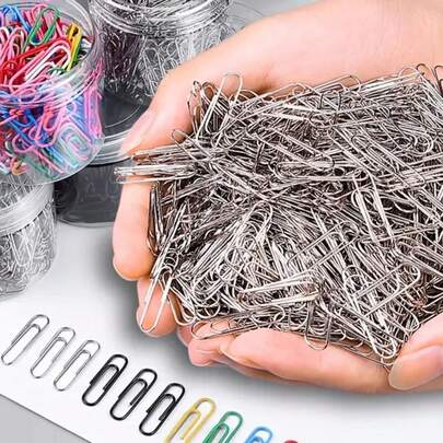 50/100 Clips de Papel Niquelado Colorido Prata Clipes de Papel Grande e Pequeno Papelaria Escritório