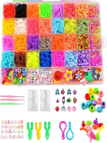 Colorful Silicone Hair Rubber Bands Kit Elastics For Making Bracelets Close Plastic Needle Elastic Case Kit For Making Bracelet - 彩色 - 查看 1