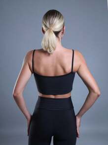 FITNESS TOP WITH NON-TRANSPARENCY STRAPS AND HIGH SUPPORT - Black - View 4