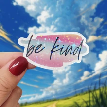 “BE KIND”乙烯基贴纸、水瓶贴纸、秋季善待贴纸、手机贴纸、善待贴纸、粉彩贴纸、引言贴纸、透明贴纸、Kindle - 彩色 - 查看 1