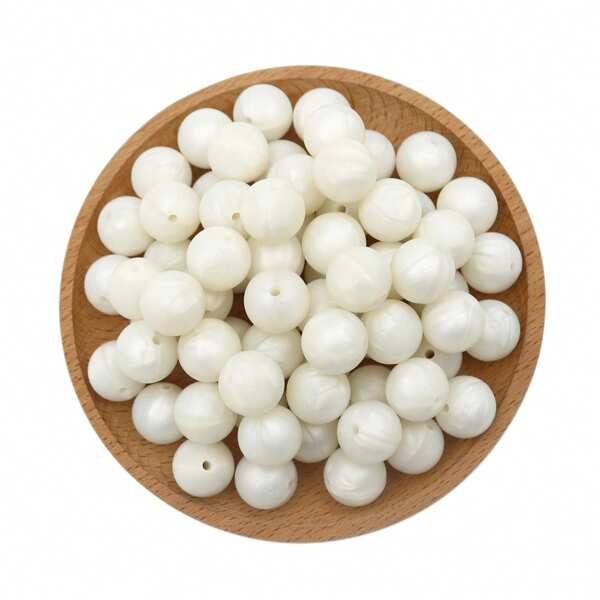 Perles en silicone blanc brillant de 15 mm pour la création de bijoux - perles rondes détachées avec trous, parfaites pour les colliers, bracelets et projets d'artisanat DIY. Matériau hypoallergénique et sans danger pour la peau. Perles de qualité en silicone pour la création de bijoux.